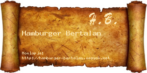 Hamburger Bertalan névjegykártya